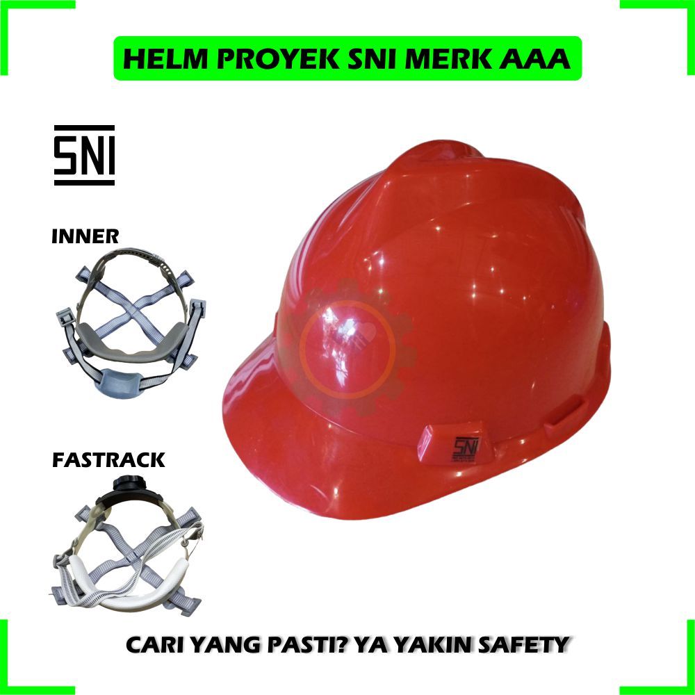Helm Safety Proyek SNI K3 AAA Dalaman Daleman Fastrack Putar Merah