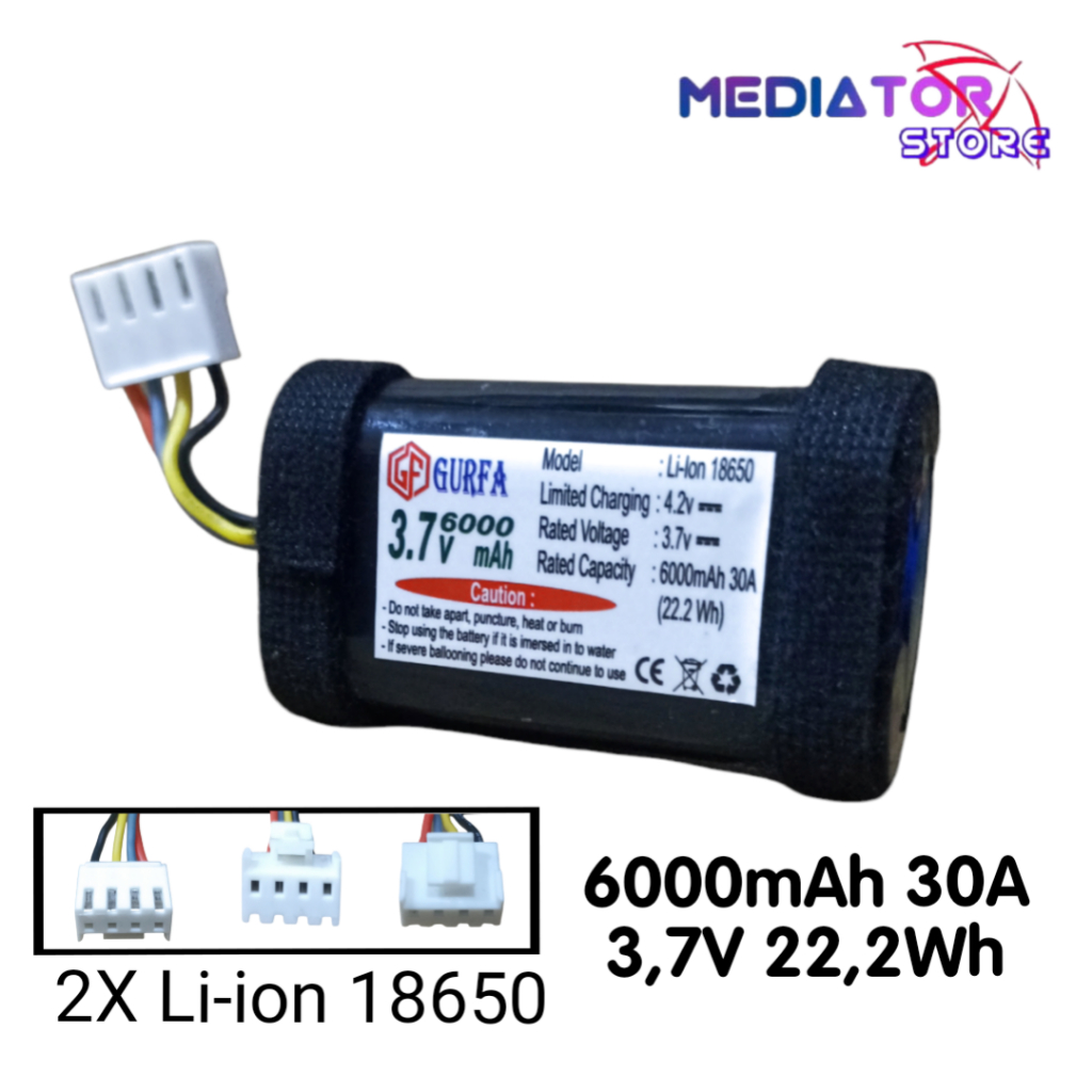 Baterai Speaker / Baterai JBL Type 2X Li-ion 18650 6000mAh 30A 3,7V BMS 1S 3A
