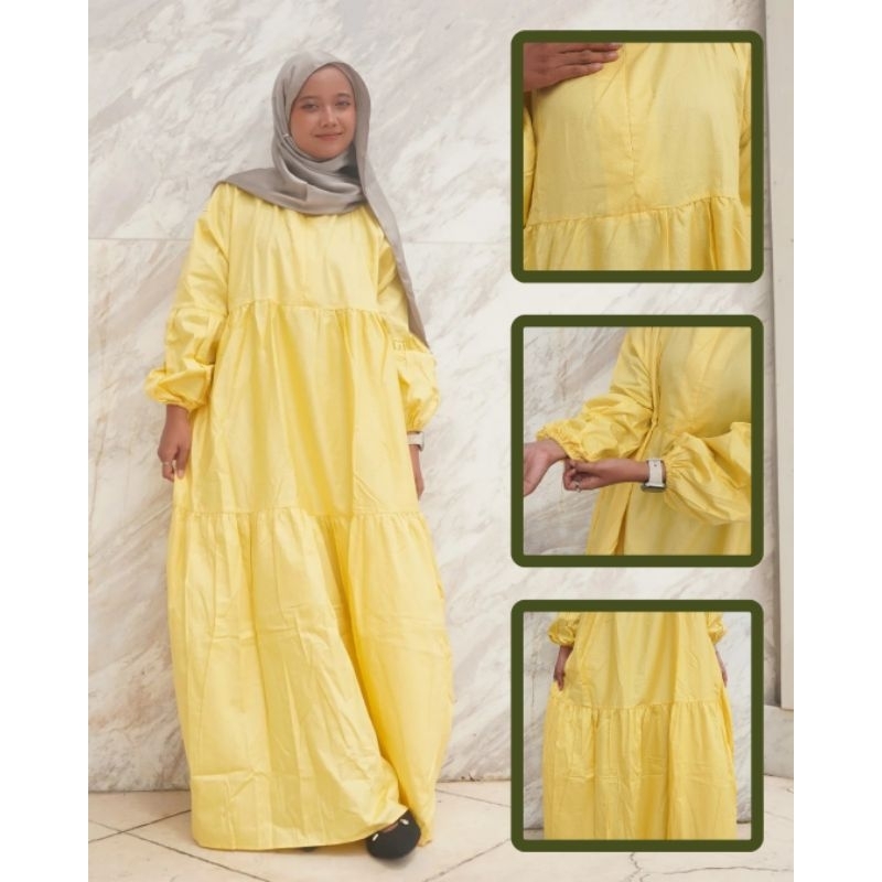 Dress Muslim Jumbo Lengan Panjang  Rayon Poplin Import Premium- zeline 08