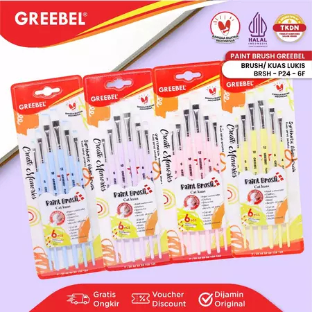 

TBMO GREEBEL KUAS LUKIS BRUSH PAINT ISI 6 BRSH-P24-6F GB SCS