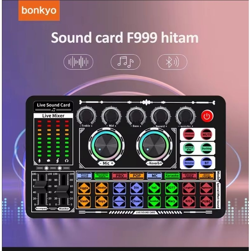 Soundcard Bonkyo F999 Sound Card Bluetooth compatible External Wireless DJ Mixer Pengurangan Kebisin