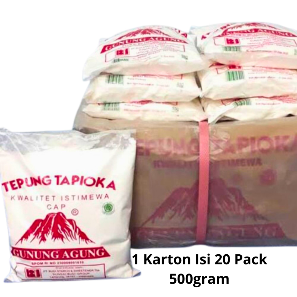 

Tepung Tapioka Gunung Agung 1 Dus 20 Pcs Kemasan 500 Gram