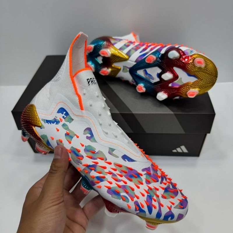 Sepatu Bola Adidas Predator Freak+ Pogba White Metallic Chrome FG