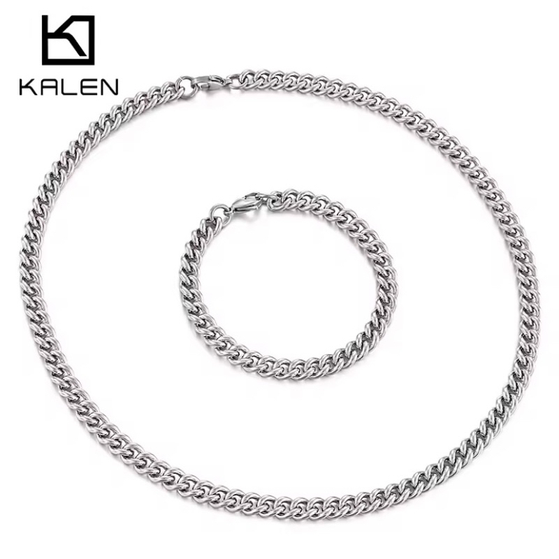 satu set perhiasan berbahan titanium pria dan wanita model rantai terbaru