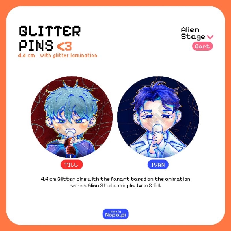 ALIEN STAGE FAN MERCH 4,4 cm GLITTER PIN by NOPA.PI (LIMITED STOCK) // Pin glitter Alien Stage ukura