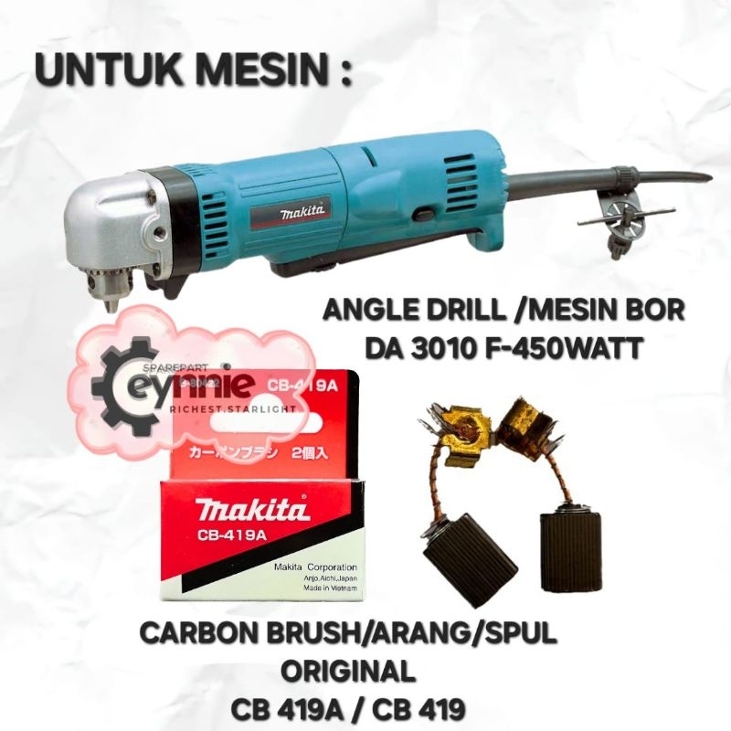 CARBON BRUSH MESIN ANGLE DRILL DA 3010 F MAKITA CB 419A CB 419 ORIGINAL ARANG SPUL ANGLE DRILL DA301