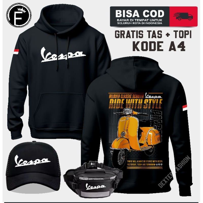 JAKET HOODIE VESPA ENTHUSIAST HOODIE VESPA PRIMAVERA HOODIE VESPA PREMIUM JAKET SWEATER KOMUNITAS VE