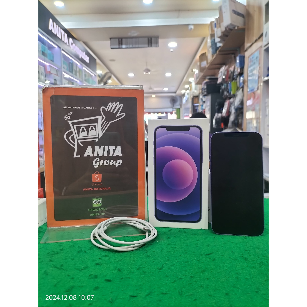 SECOND  IPHONE 12 128GB FULLSET (PURPLE) LIKE NEW