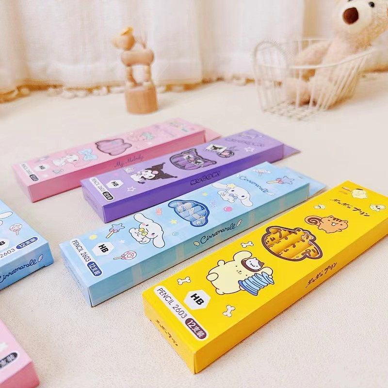 (12 pcs) Pensil 2B HB Karakter / Pencil Kayu 2B HB Fancy Kartun Lucu