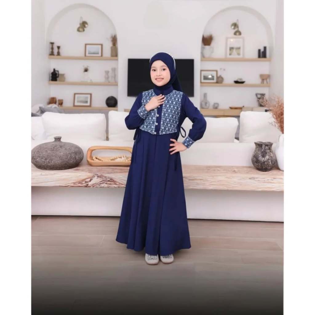 GAMIS ANAK TERBARU 2025 SHABIRA KIDS QUEENA VIRAL DAN LUCU BAHAN CERUTY BABYDOLL MIX BRUKAT GAMIS UN