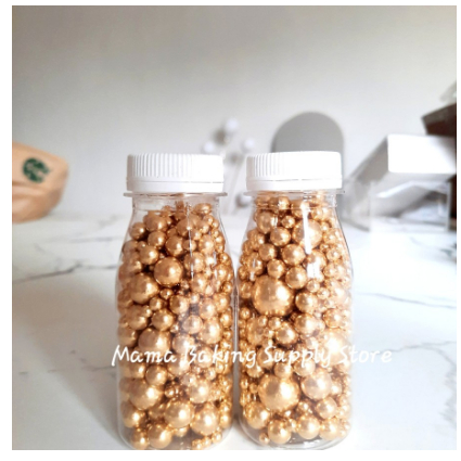 

Edible Sprinkle MIX PEARL GOLD METALIC Mutiara EMAS Topping Decor-+100