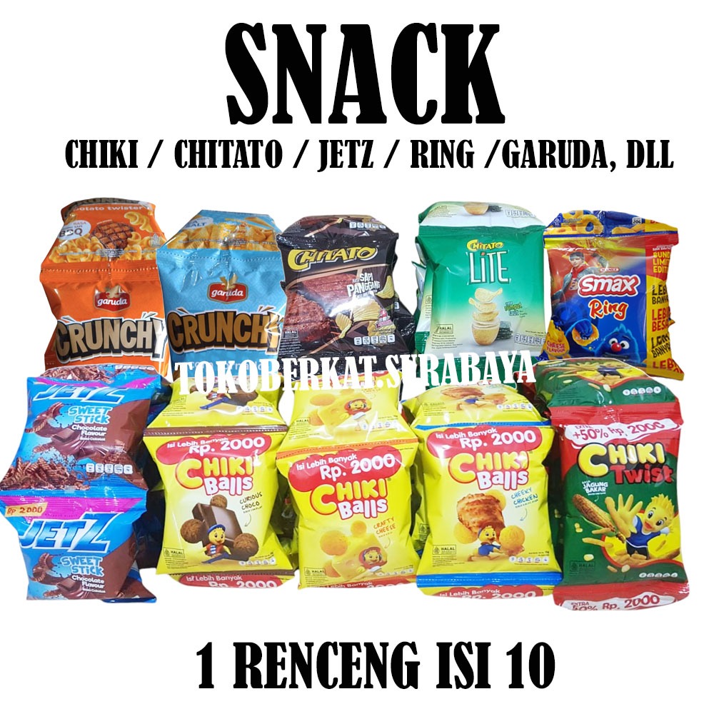 

SNACK CHITATO / CHIKI BALLS / JETZ / FRENCH FRIES RENCENG ISI 10