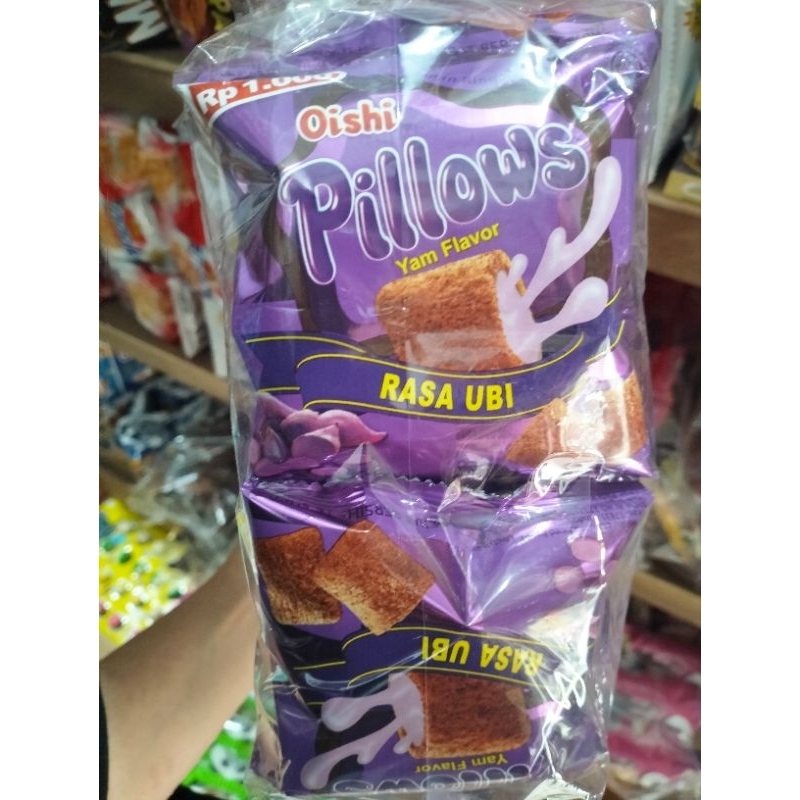 

OISHI PILLOWS RASA UBI & COKLAT /Pillows 1 pack isi 2 renceng(20 pcs)