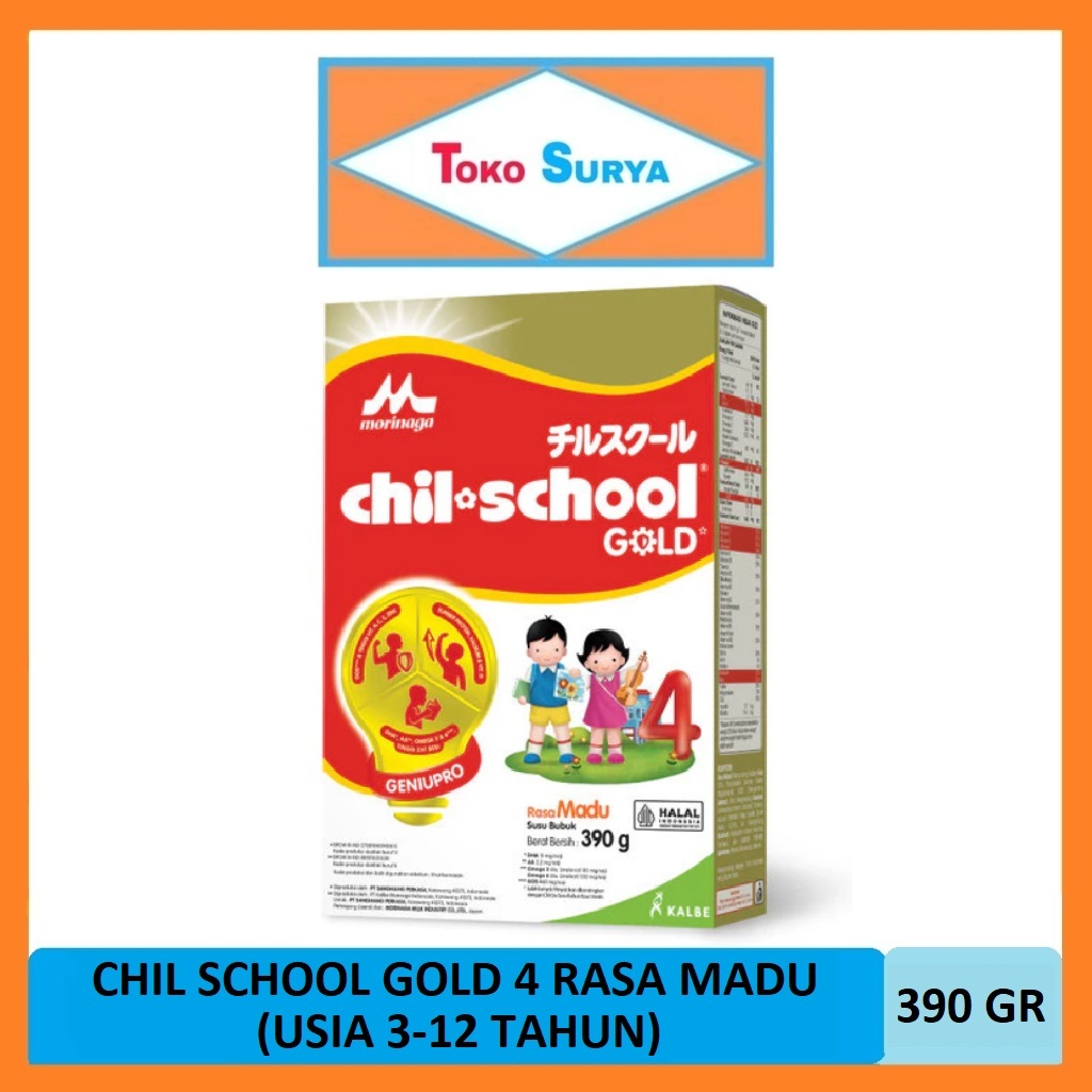 

Morinaga ChilSchool Gold 4 Rasa Madu Usia 3-12 Tahun Susu Pertumbuhan Anak Bubuk 390 Gr