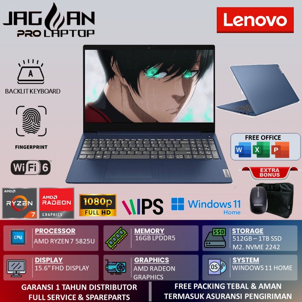 Laptop Gaming Lenovo Ideapad Slim 5 15 Amd Ryzen 7 5825u Ram 16GB 1TB SSD 15.6 Fhd Ips Backlite