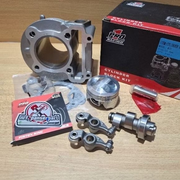 PAKET BLOK SEHER MIO 58,5 MM//BORING SET BORE UP NOKEN AS/CAMSHAFT RACING PLATUK KLEP RRA YAMAHA MIO