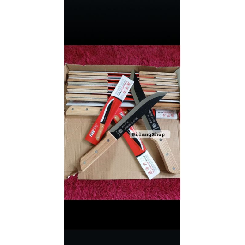pisau dapur pisau daging stainless gagang kayu