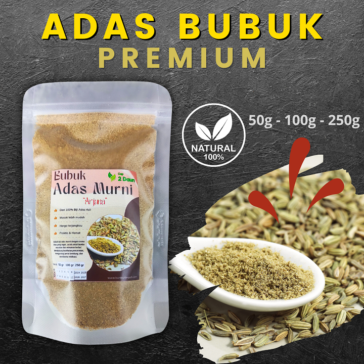 

Adas Bubuk Murni tanpa campuran - cap dua daun - bumbuk rempah lengkap nusantara kemasan 50gr 100gr dan 250 gr
