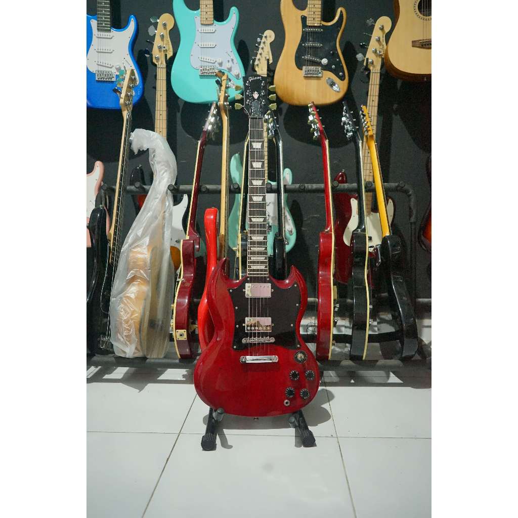 Gitar Guitar Electric model SG warna merah redwine custom