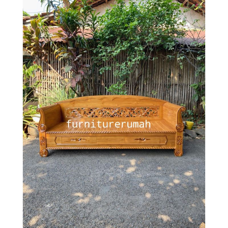 Kursi Bale Bale Bagong Kayu Jati, Bangku Kursi Besar Kayu Jati, Bangku Bale Bale Bagong Kayu Jati