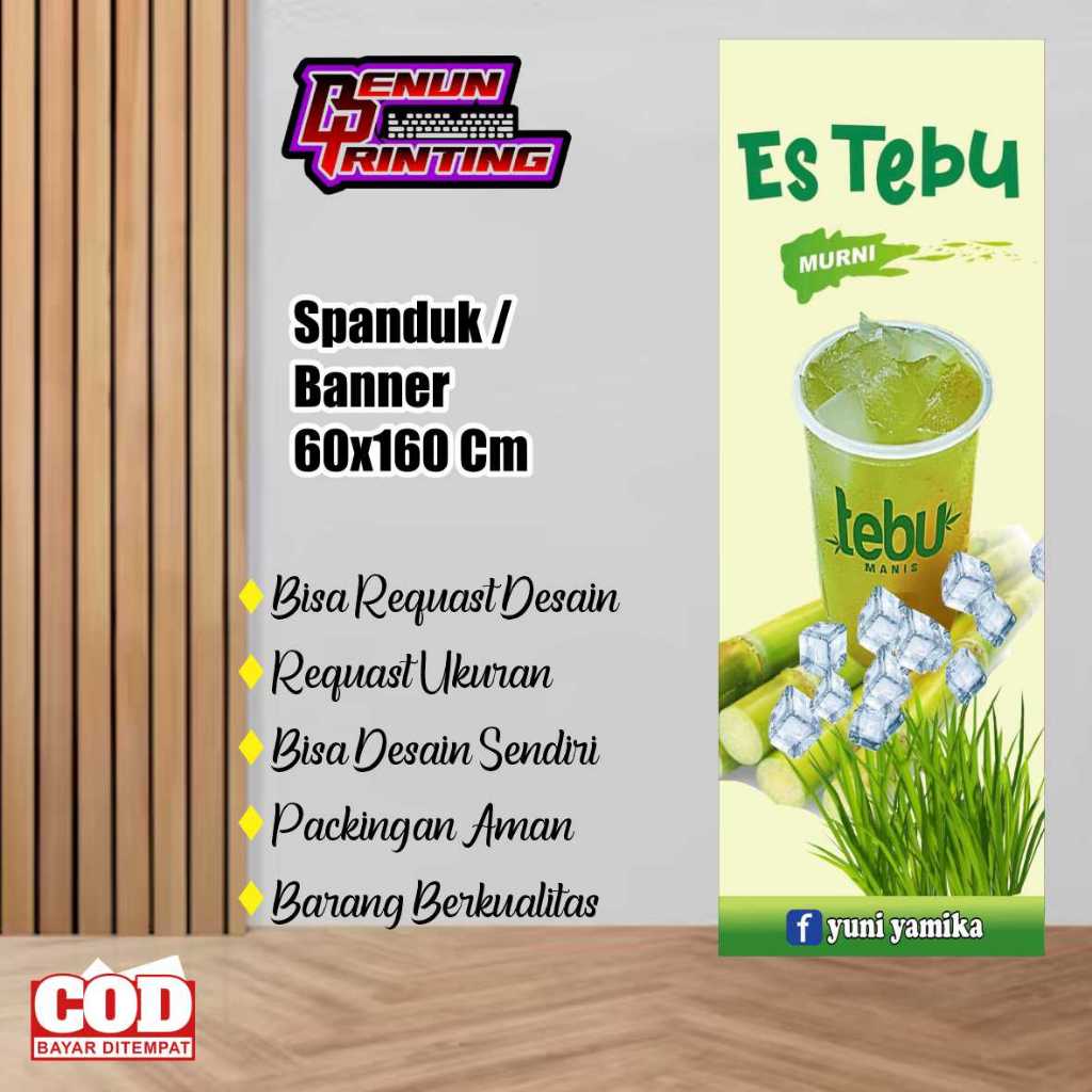 Spanduk Banner 60X160 Cm Es Tebu Murni Bisa Custom Desain Harga Terjangkau