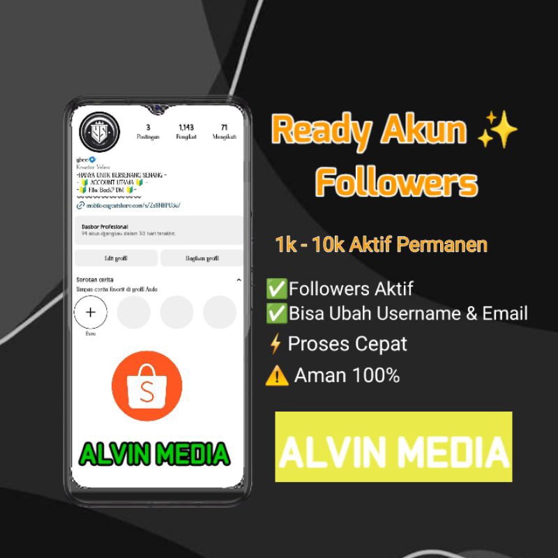 Jual Akun Instagram Followers Aktif 1k - 10k High Quality