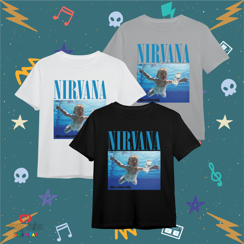 Kaos Band Anak NIRVANA - Nevermind Water Baju Anak Band Premium Usia 2-12 Tahun