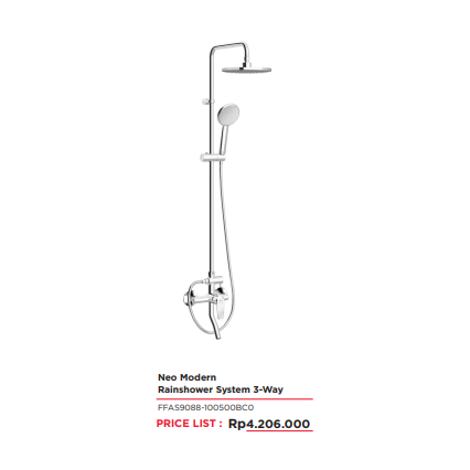 AMERICAN STANDARD NEO MODERN RAIN SHOWER SYSTEM 3 - WAY