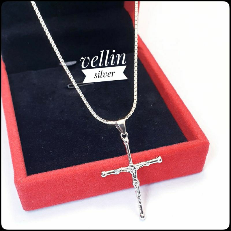 Kalung Salib Pria Silver 925 / Kalung Perak Salib Corpus