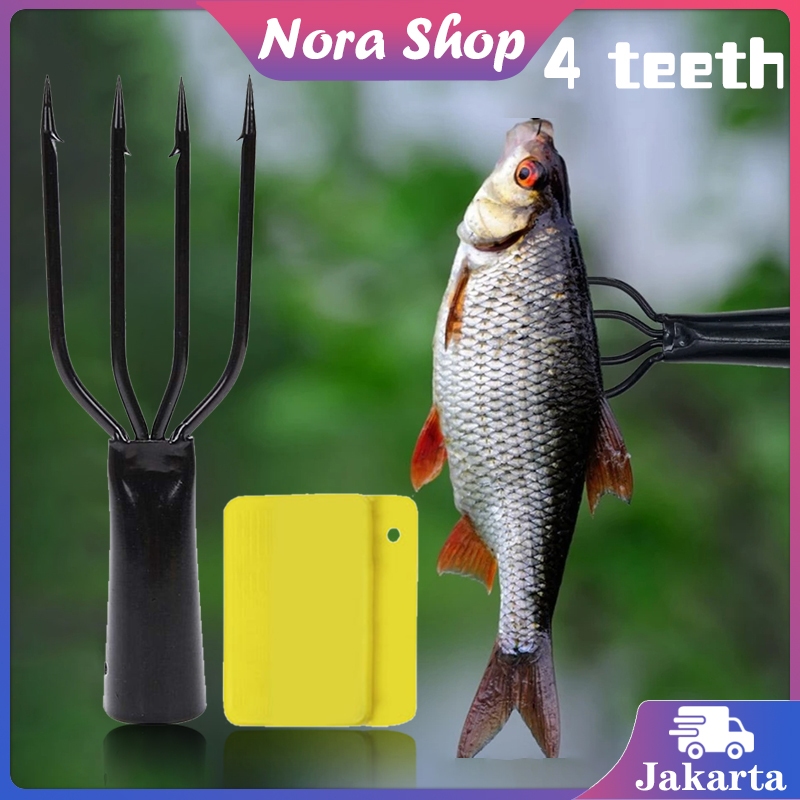 Tombak Ikan 4 Gigi Tombak Pancing Ikan Serampang Ikan Baja Mata Tombak Ikan Dengan Penutup Pelindung