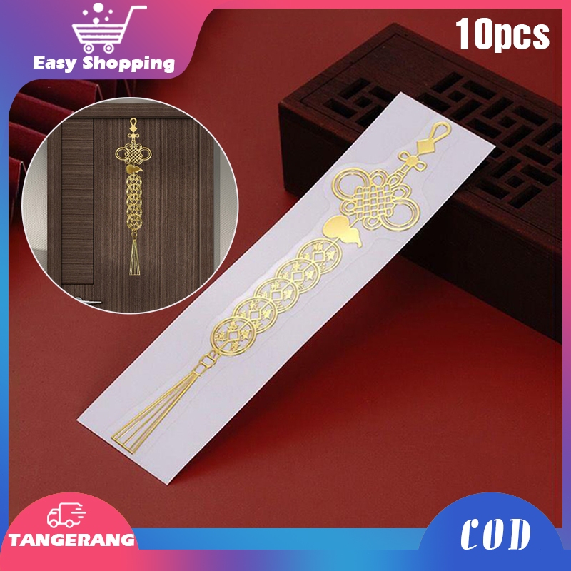 

10pcs Stiker Emas Stiker China Tradisional Fengshui Feng Shui Stiker Timbul Logam Hp Stiker Emblem
