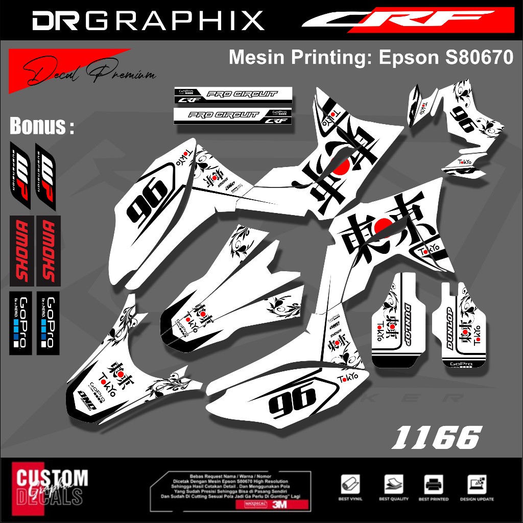 Decal Sticker CRF 150L Full Body Stiker Dekal CRF Motif Tokyo Japanesse Kode 1166