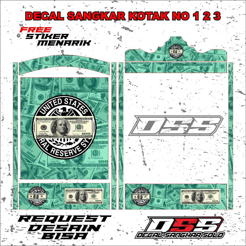 DECAL SANGKAR BURUNG KOTAK MOTIF DOLLAR NO 1 2 3
