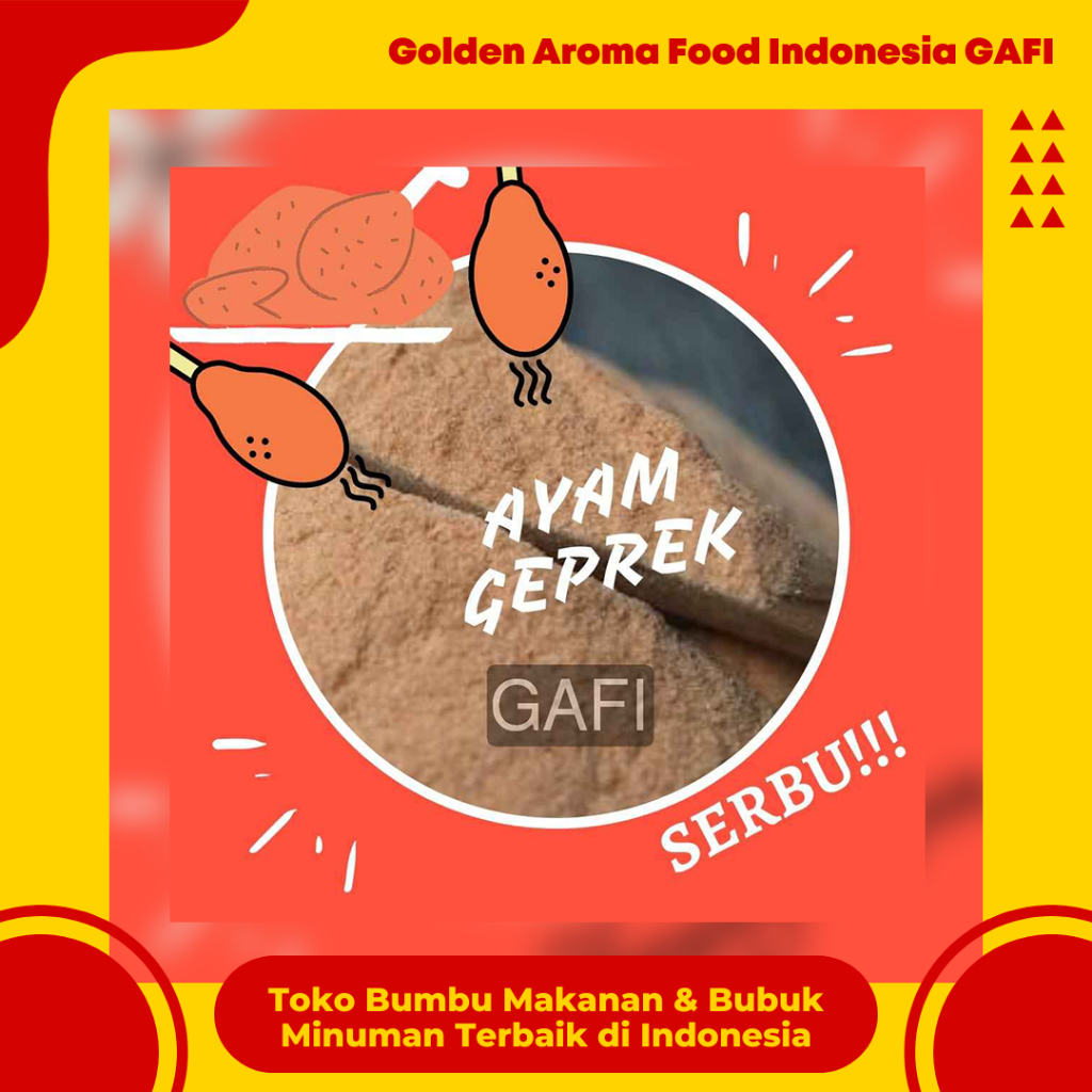 

GAFI Food Bumbu Tabur Rasa Ayam Geprek 1 Kg Enak Murah Halal, Smashed Chicken Flavour Seasoning Powder 1Kg