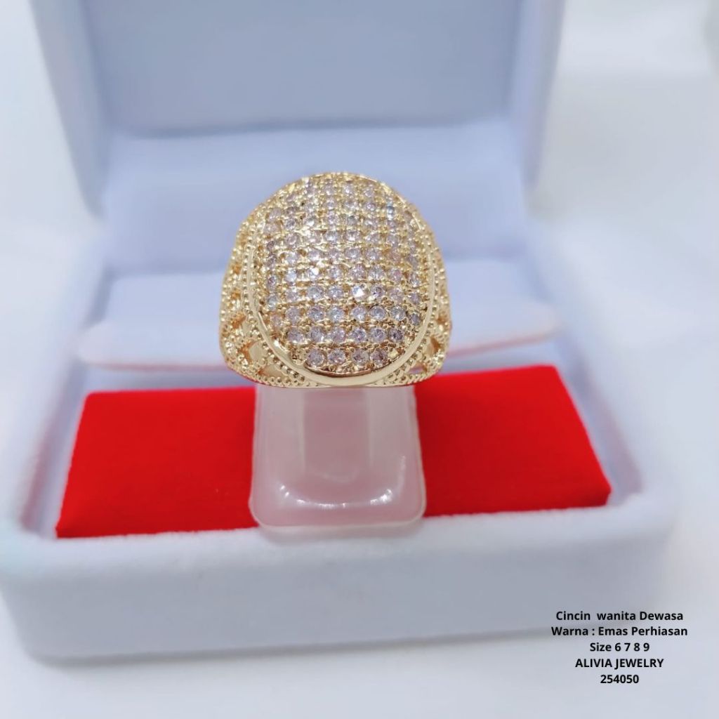 Cincin Jumbo Xuping Wanita Perhiasan Tembaga Lapis Emas Terlaris Tidak Mudah Luntur G8-2C