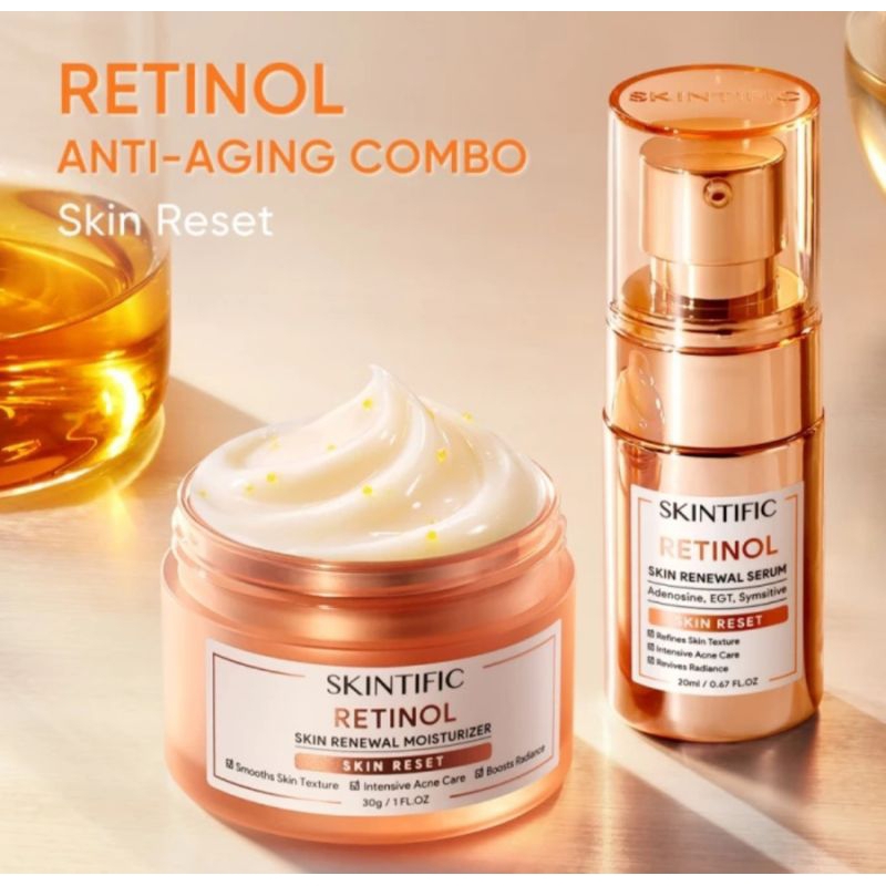 SKINTIFIC Gentle Retinol Anti-Aging Bundle 2in1  Paket Skincare Set | Retinol A Skin Renewal Moistur
