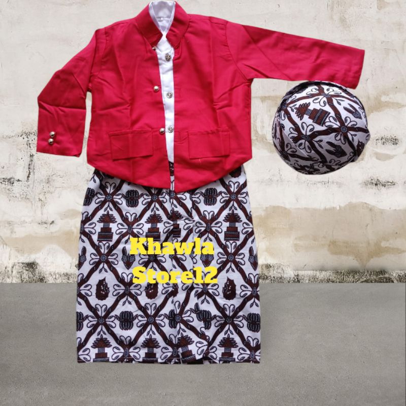 Setelan Beskap OVJ/Hewes Anak Laki/Baju Adat Jawa Anak/Batik Sido Luhur(Blangkon Solo)
