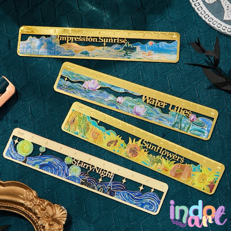 

(IAS) Pembatas Buku Penggaris Bookmark Ruler Van Gogh Starry Night Metal