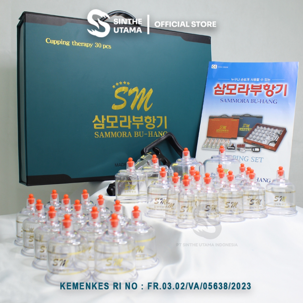 Alat Bekam Sammora Bu-Hang Korea Kop Angin Berkualitas Tebal isi 30 pcs Sammora Kop Bekam Koper Biru