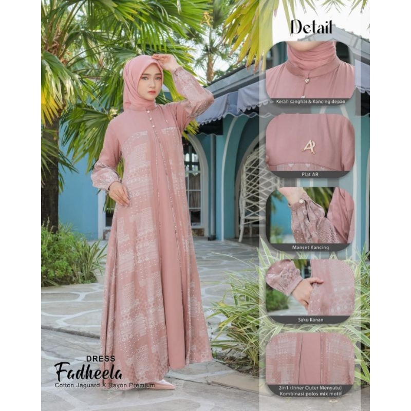 Fadhella Dress Couple Mom & Kids by Arrafi ORI Gamis Raya Ibu dan Anak Sarimbit