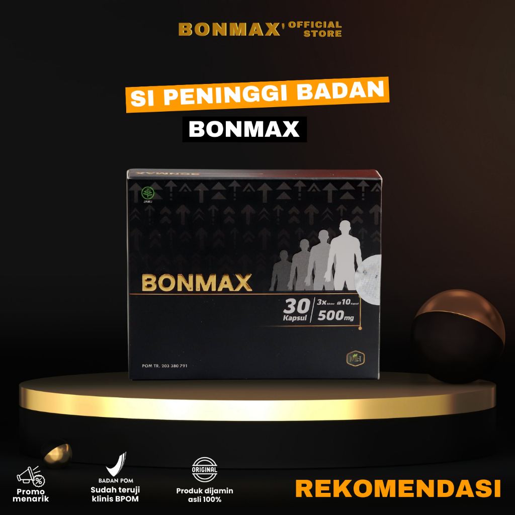 Paket 2 Box Bonmax Kapsul Peninggi Herbal - Naik 5-15 cm - Bantu Tinggiin Badan