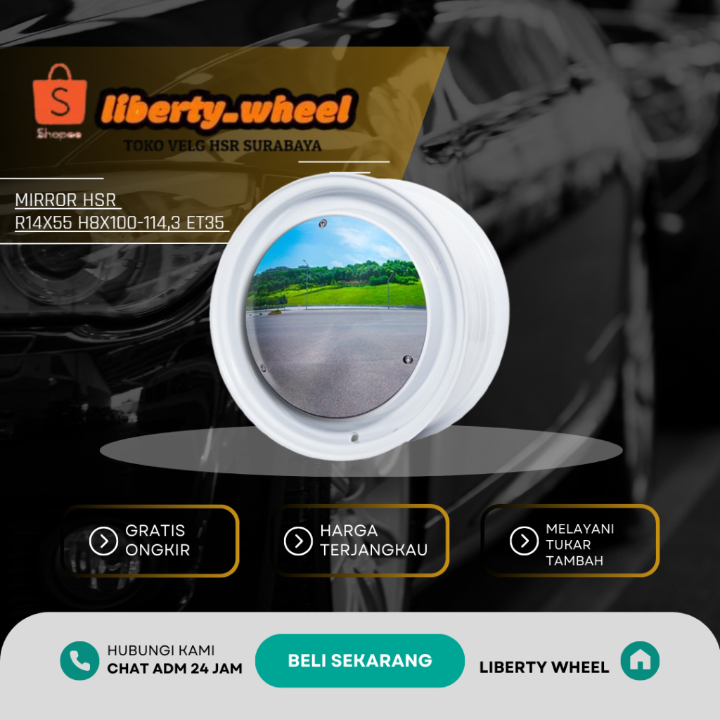 Velg Mobil Wuling Airev Ring 14 HSR Model Retro - White Series