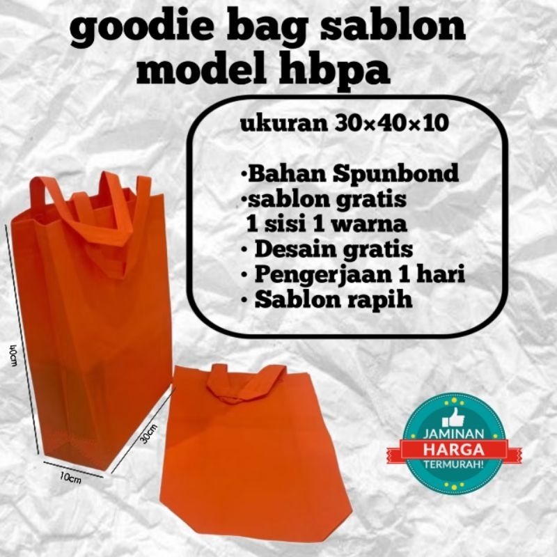 

tas sablon custom tas spunbond custom model HBPA ukuran 30×40×10 | tas promosi | tas belanja | serba guna