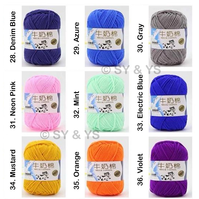 Benang Rajut Milk cotton yarn 28-36