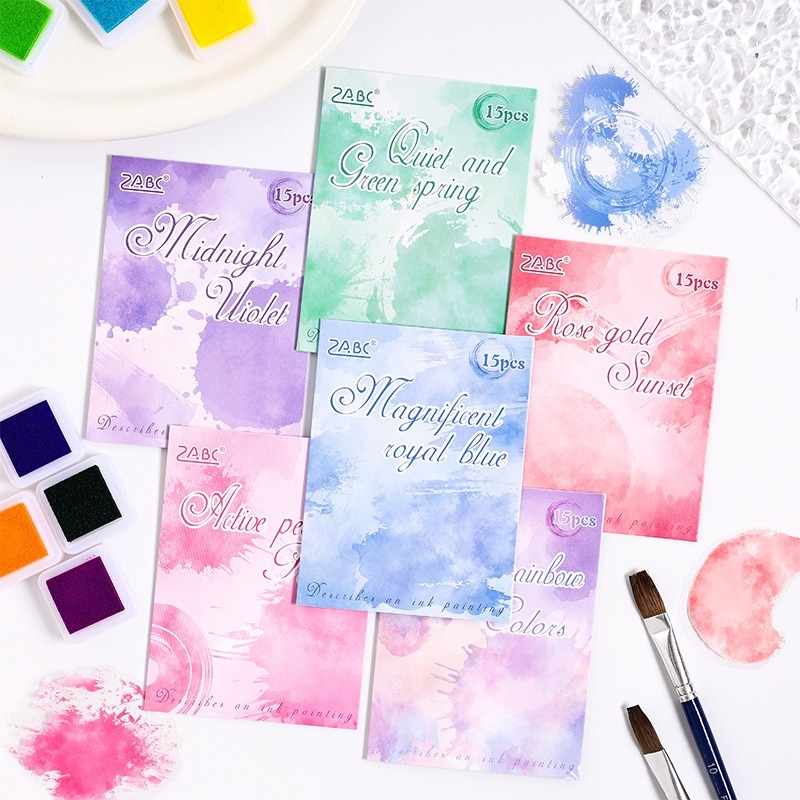 

15pcs Stiker Cat Air Watercolor Describe an Ink Painting Sticker Latar DIY Scrapbook