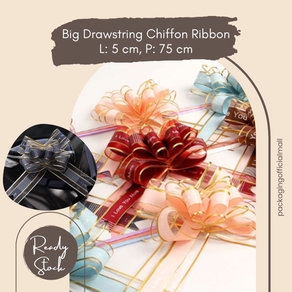 

BIG DRAWSTRING CHIFFON RIBBON / PITA JEPANG / AKSESORIS BUKET BUNGA / FLORIST SUPPLY