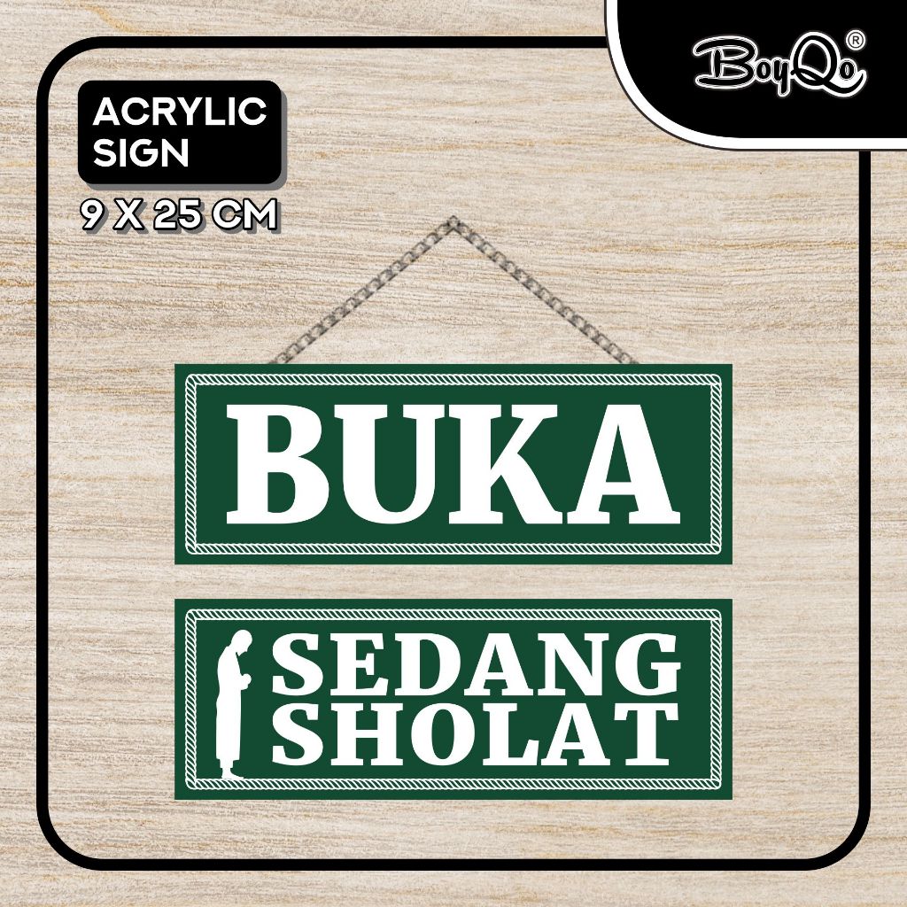

BoyQo 3 in 1 Akrilik Buka - Sholat Ukuran 25 x 9 | Akrilik Bolak Balik | Akrilik Rantai