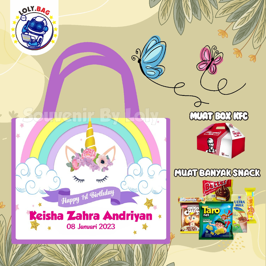 

Tas Ultah / Tas Ulang Tahun Murah/Goodie bag murah/souvenir ultah/Tas tema UNICORN