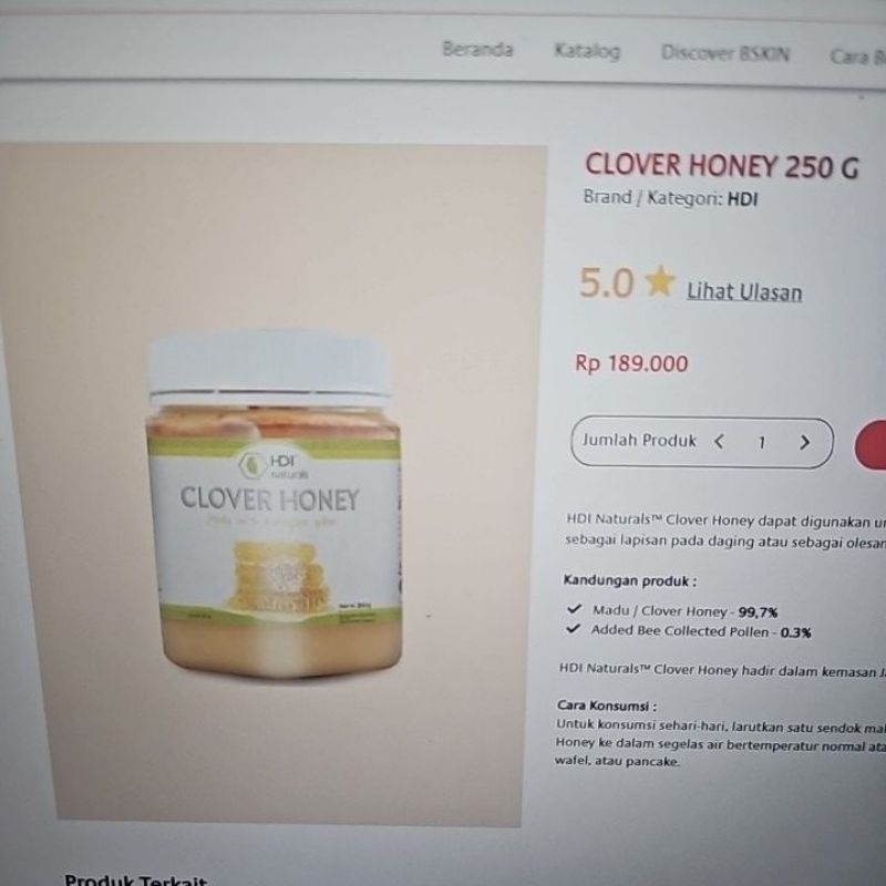

CLOVER HONEY 250G ORIGINALS (free sendok kayu)