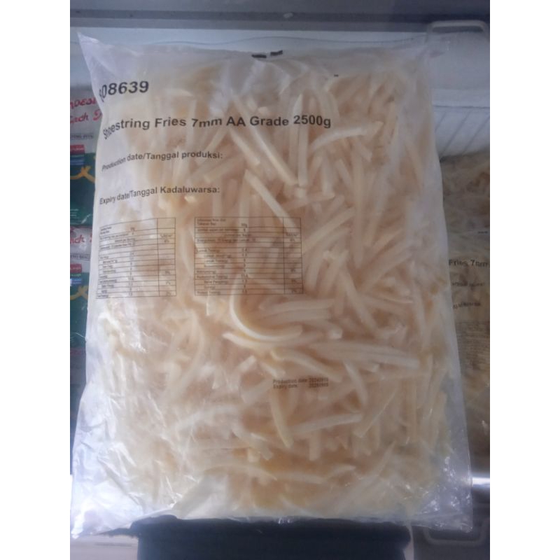 

Kentang goreng Frozen FRENCH FRIES 2.5 KG 2500 gr straight cut shoestring fries AA Grade